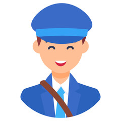 
Editable vector design of postman in flat style, professional letter carrier 
