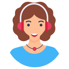 
Female dj avatar wearing headphones, musician 
