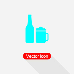 Beer Bottle With Beer Mug Icon, Beer Icon Vector Illustration Eps10
