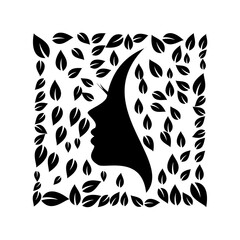 Female profile outline icon. Face, cosmetology, beautician. Line art women's logo.
