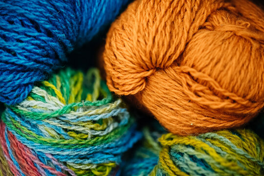 Close Up Of Colorful Balls Of Wool