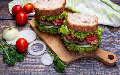 Homemade sandwiches from natural fresh organic ingredients.