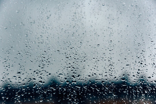 Rainy day. Raindrops on the window