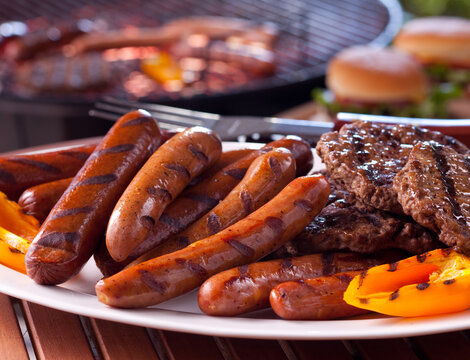 Grilled Sausages and Burgers