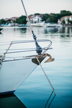 Detail of a sailboat in the marina