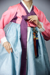 young woman in korean traditional clothing, hanbok