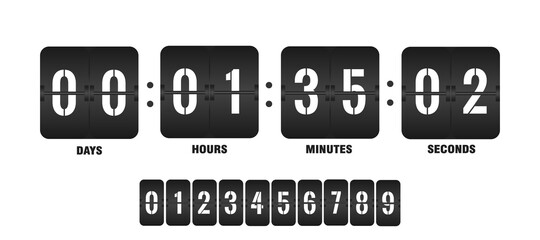 Countdown clock. Counter timer clocks counts day digital down watch numeric minute coming score hour display web page. © STOCKIMAGE