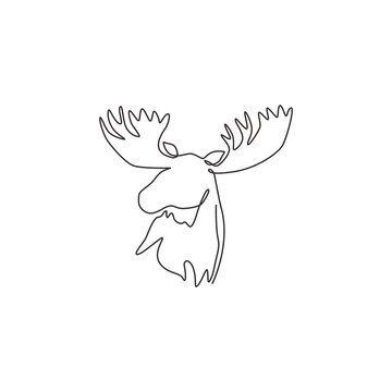 recommend clip art: One continuous line drawing of gallant moose head for zoo logo identity. mascot concept for national conservation park icon. Single line draw graphic design vector illustration
