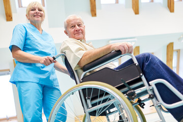 Senior man in a wheelchair in nursing