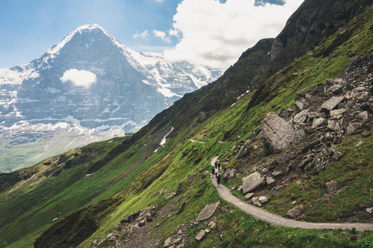 a hiking trail in the alps