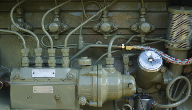 old green tractor engine