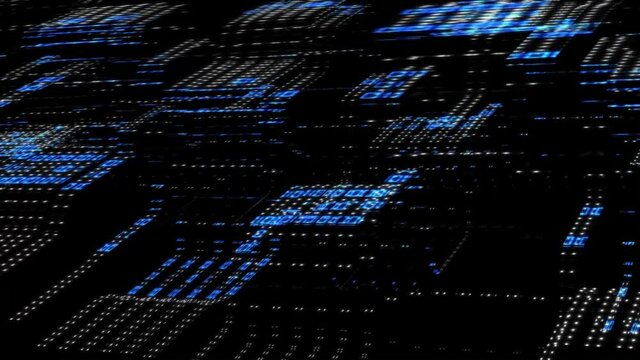3D futuristic data background - varying binary code in blue color mapped onto a surface moving in waves - abstract speed movement of graphic elements