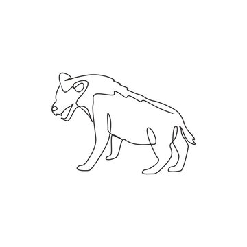 recommend clip art: Single continuous line drawing of ferocious hyena for company logo identity. Carnivore animal mascot concept for safari park icon. Modern one line draw design vector graphic illustration