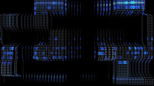 3D futuristic data background - varying binary code in blue color mapped onto a surface moving in waves - abstract speed movement of graphic elements