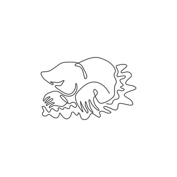 recommend clip art: Single one line drawing of destructive lawn mole for company logo identity. Rat rodent mammal mascot concept for pest control service icon. Modern continuous line draw design vector illustration