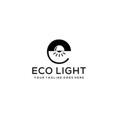 Illustration light bulb vector logo with E sign template energy power electricity 