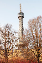 Petrin Tower in Prague EU in winter