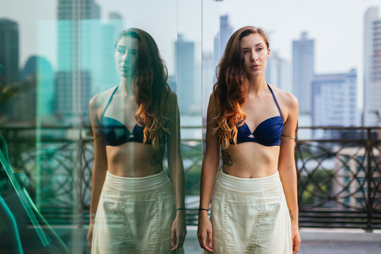 Beautiful woman walking outdoor