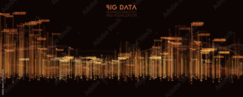Poster vector abstract 3d big data visualization. futuristic infographics aesthetic design. visual informat