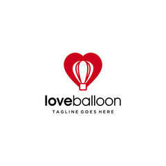 Illustration Creative Simple modern Air Balloon with heart sign Logo Design template