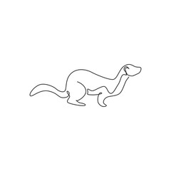 One continuous line drawing of funny weasel for company logo identity. Mustelidae animal mascot concept for national conservation icon. Modern single line draw design vector graphic illustration