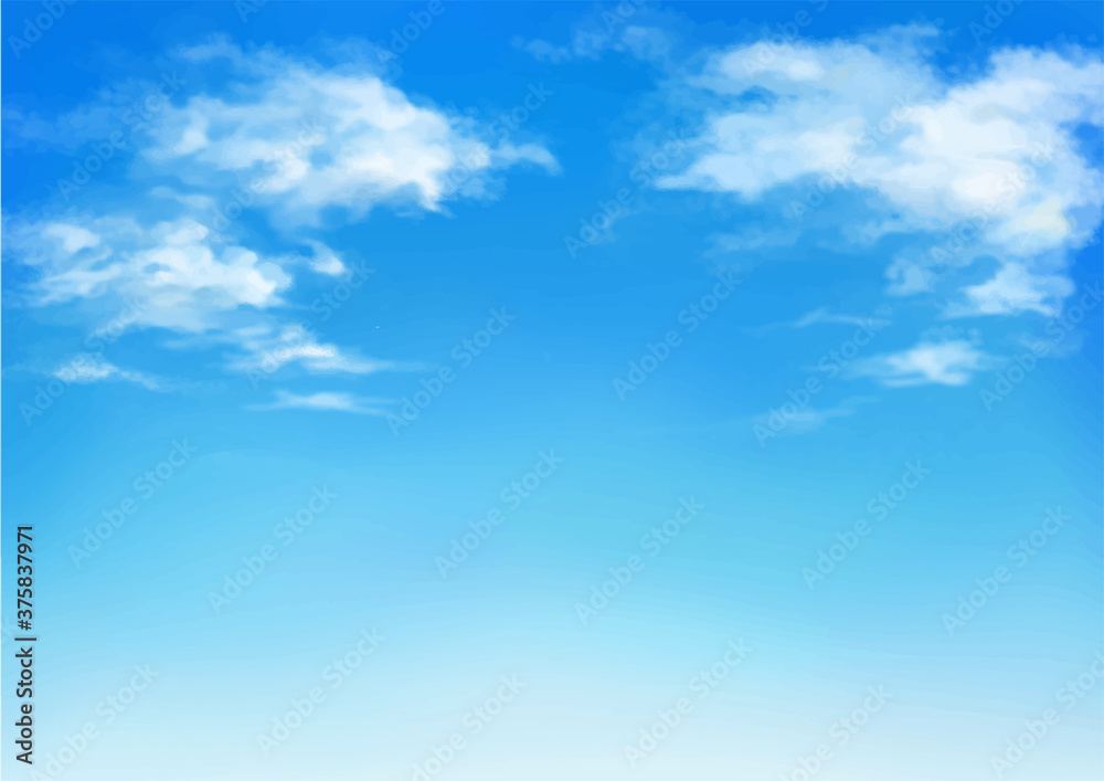 Wall mural vector illustration of blue sky in daytime. hand painted watercolor background. - Wall murals