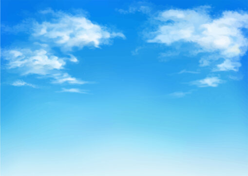 Vector illustration of blue sky in daytime. Hand painted watercolor background.