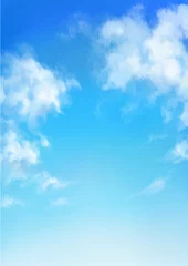 Poster Vectorillustratie van blauwe lucht overdag. Handgeschilderde aquarel achtergrond. © SHIROKUMA-DESIGN