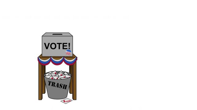 USA Election Rigging Animation on White Off Center