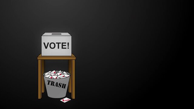 Election Rigging Animation on Black Off Center