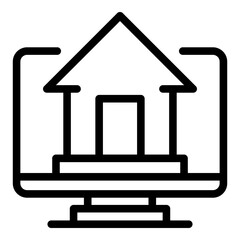 Home office computer icon. Outline home office computer vector icon for web design isolated on white background