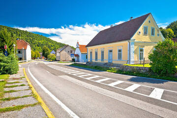 Mountain village of Severin na Kupi street view - obrazy, fototapety, plakaty