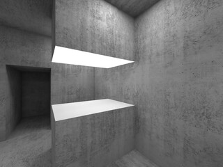 Illuminated blank white exhibition stand, 3d render