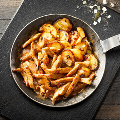 Tasty tender strips of meat in a spicy gravy