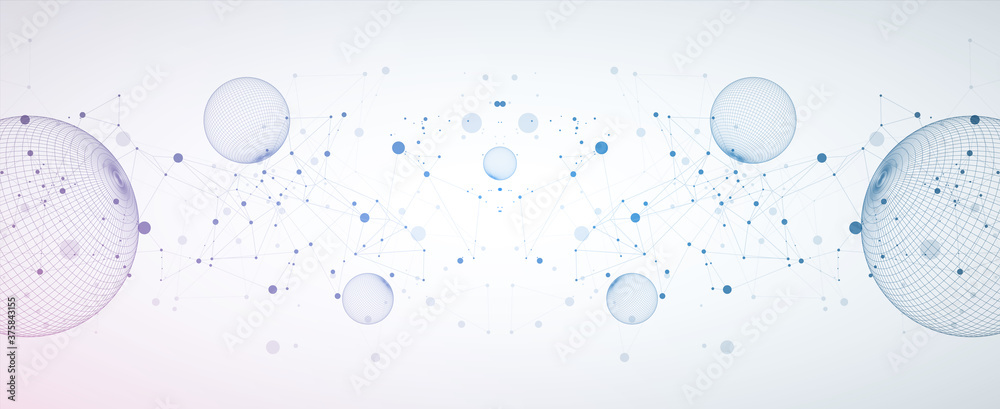 Poster Abstract sphere background with plexus effect. 3D surface. Vector illustration.