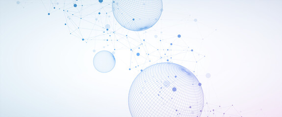 Abstract sphere background with plexus effect. 3D surface. Vector illustration.
