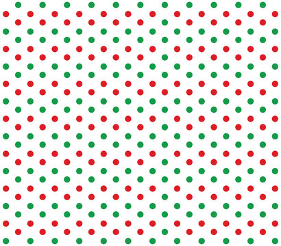 Red and green polka dot pattern. Vector christmas polka dot. 