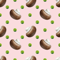 Pilz, Erbse, nahtloses Hintergrundmuster