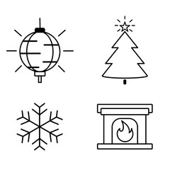Christmas and New Year icons set, flat design. Gift Line Icons.