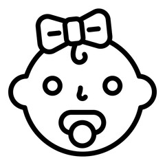 Baby girl icon. Outline baby girl vector icon for web design isolated on white background