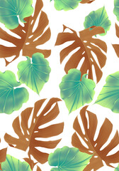 Tropical seamless pattern with palm leaves. Exotic jungle design background trendy floral stylish art.