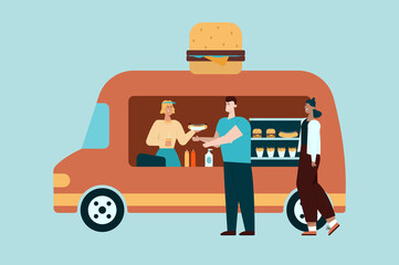 Take away food. Fast food. Flat vector illustration