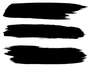 Vector collection of artistic grungy black paint hand made creative brush stroke set isolated on white background. A group of abstract grunge sketches for design education or graphic art decoration
