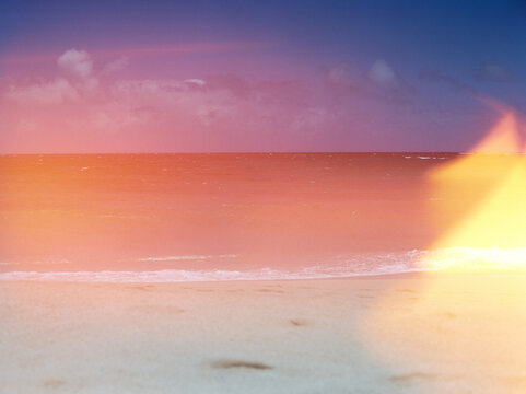 oceanscape with light leak in hawaii
