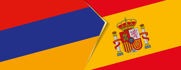 Armenia and Spain flags, two vector flags.
