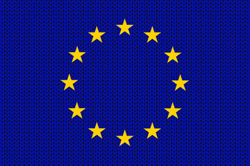 European Union flag in knitting background for the winter season