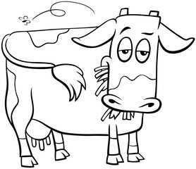 cow farm animal character cartoon coloring book page