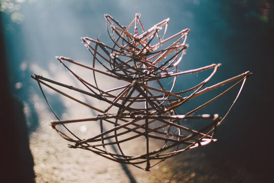 Handmade lotus capacitor sculpture from bamboo