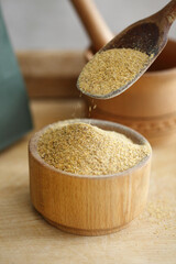 Top view of bowl with mustard powder