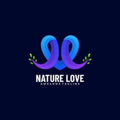 Vector Logo Illustration Nature Love Gradient Colorful Style.